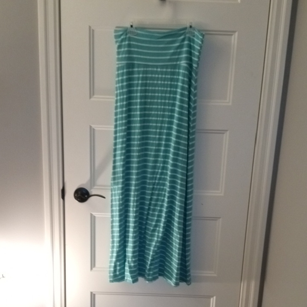 Promesa Teal Striped Maxi Skirt